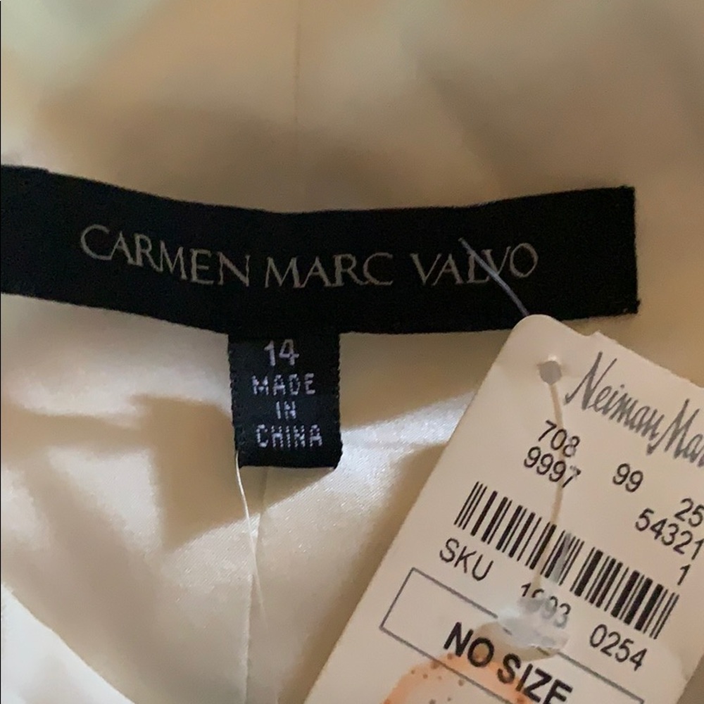 NWT Carmen Marc Valvo Ivory Beaded Dress 14 - Picture 5 of 8